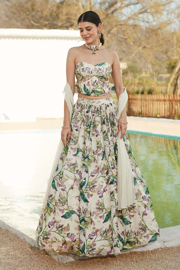 IVORY CORSET EMBELLISHED LEHENGA SET