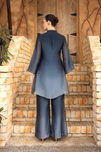 GREY ORGANZA CO-ORD SET WITH INTRICATE EMBROIDERY
