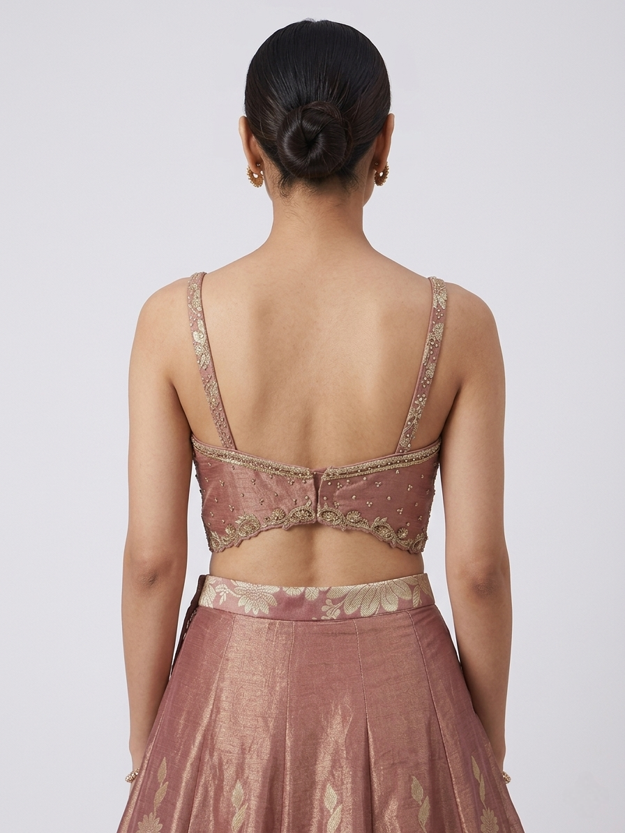 LILAC MIRROR EMBRODERED CORSET LEHENGA SET