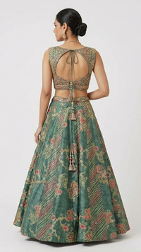 GREEN EMBROIDERED LEHENGA CHOLI SET