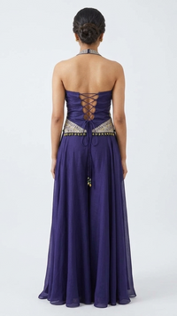 PURPLE SEQUINS EMBELLSHED HALTER NECK SHARARA SET