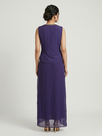 PURPLE SEQUINS EMBELLISHED SKIRT & TOP SET