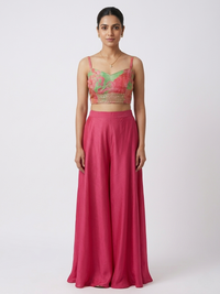 PINK EMBROIDERED CAPE SHARARA SET