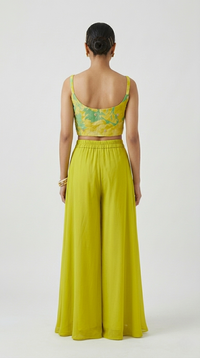 LIME EMBROIDERED CAPE SHARARA SET