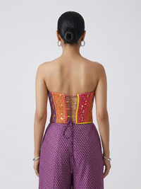 PURPLE CORSET BELL BOTTOM SHARARA SET