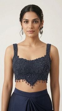 BLUE INTRICATE EMBROIDERED READY TO WEAR SAREE