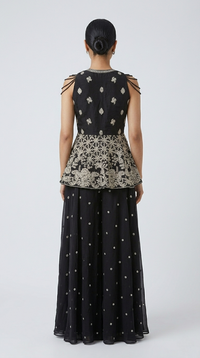 BLACK EMBROIDERED SHARARA SET