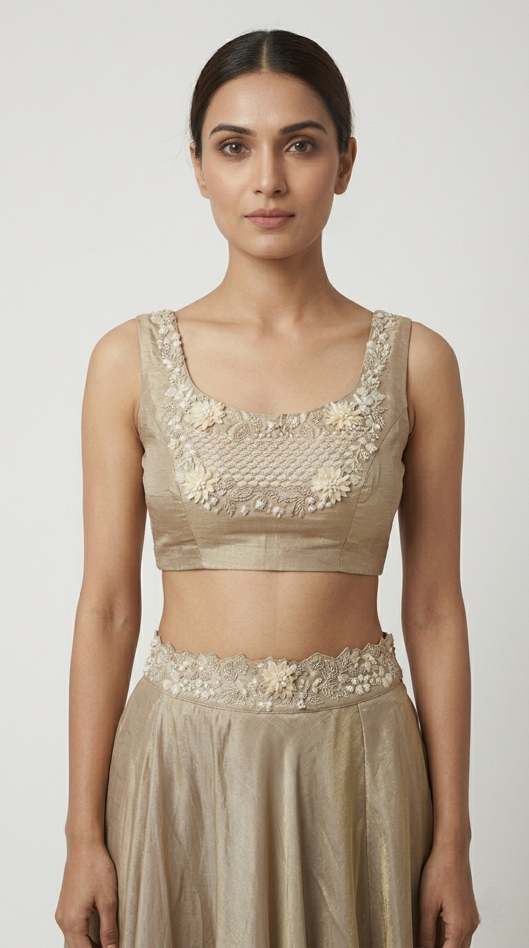 GREEN EMBELLISHED TISSUE SILK CAPE SET