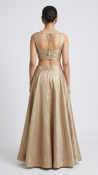 GREEN EMBELLISHED TISSUE SILK CAPE SET