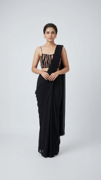 BLACK EMBROIDERED READY TO WEAR SAREE