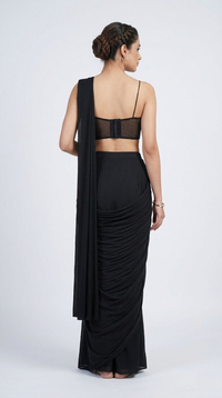BLACK EMBROIDERED READY TO WEAR SAREE