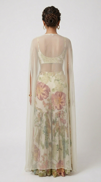 IVORY FLORAL SHARARA CAPE SET