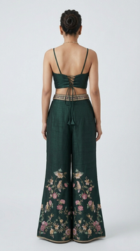 GREEN FLORAL EMBROIDERED BLAZER SUIT SET