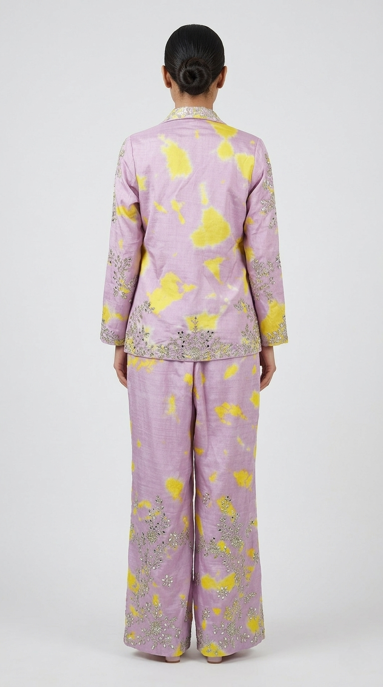 MIRROR EMBROIDERED LILAC BLAZER SET