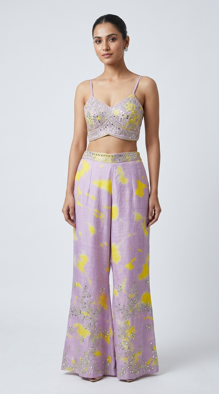 MIRROR EMBROIDERED LILAC BLAZER SET