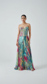 AQUA MULTICOLOR CORSET SHARARA SET