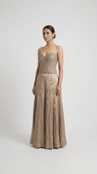 GOLD SCULPTED CORSET SHARARA SET