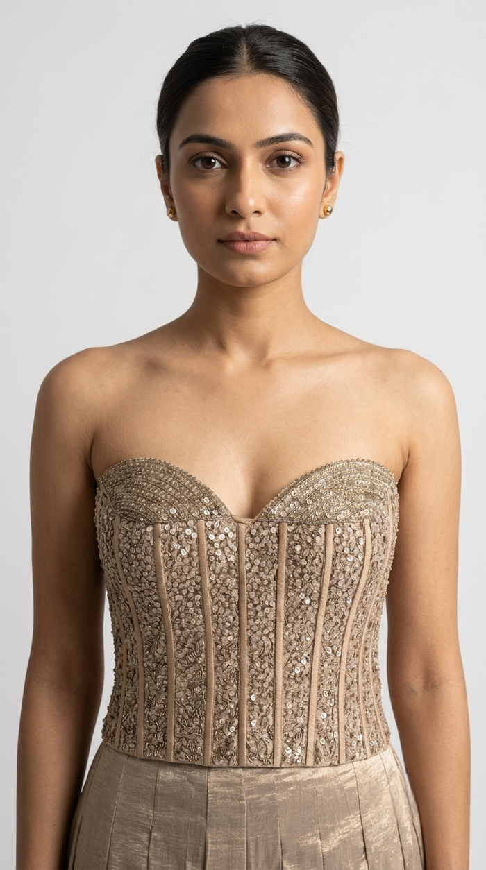 GOLD SCULPTED CORSET SHARARA SET