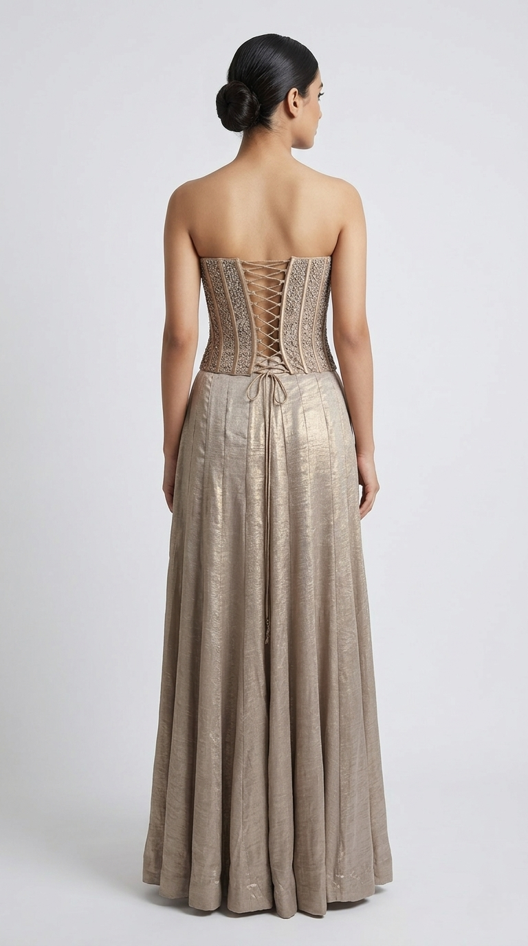 GOLD SCULPTED CORSET SHARARA SET