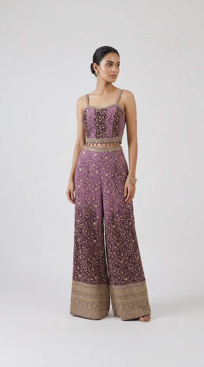 SHADED PURPLE CORSET SHARARA SET