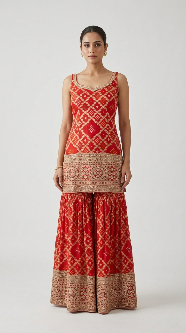 RED BANDHANI SALWAR KAMEEZ SUIT