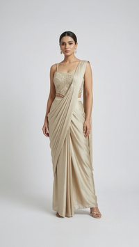 LIGHT GOLD CORSET READY TO WEAR SAREE
