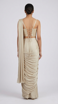 LIGHT GOLD CORSET READY TO WEAR SAREE