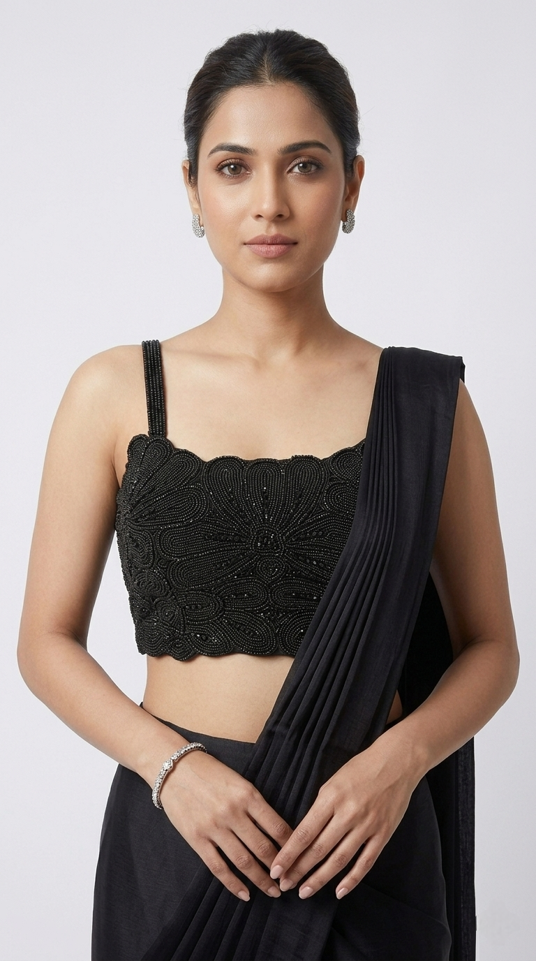 BLACK EMBELLISHED READY TO WEAR SAREE