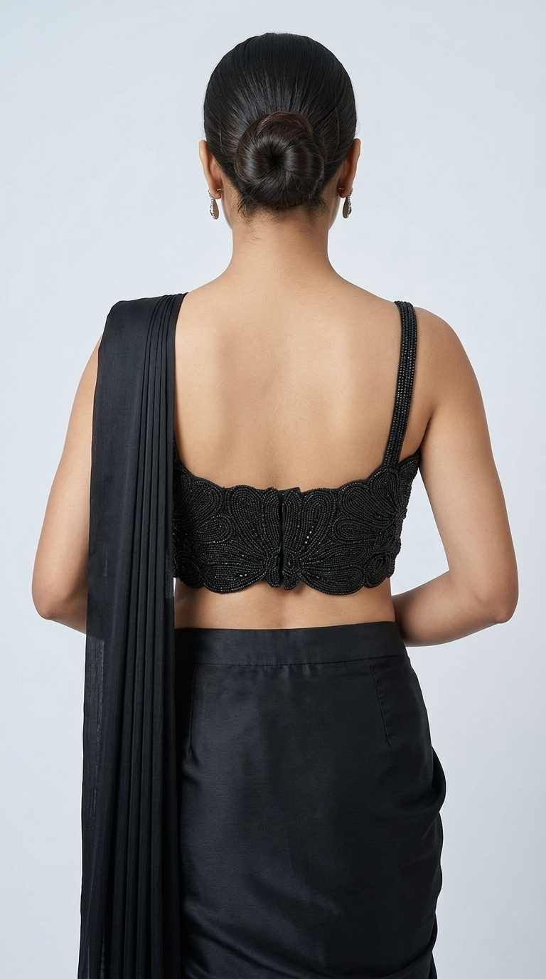 BLACK EMBELLISHED READY TO WEAR SAREE