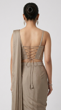 BEIGE READY TO WEAR CORSET SAREE