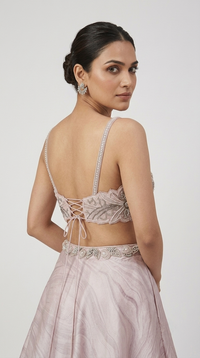 PEACH EMBROIDERED LEHENGA SET WITH SHORT CAPE