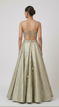 GOLD EMBROIDERED LEHENGA SET WITH SHORT CAPE