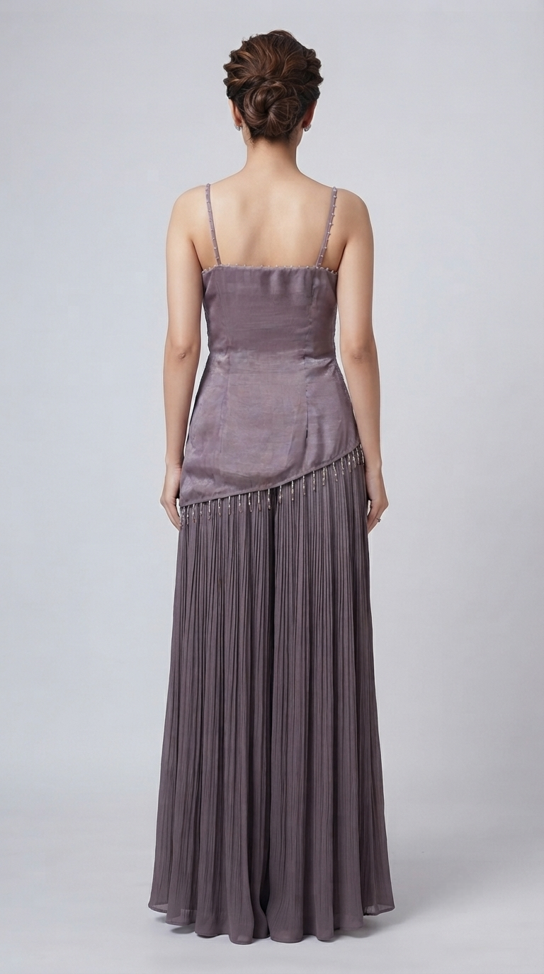 Lilac designer sharara set with cutwork embroidery, pearl, sequin, bead and cutdana embellishments