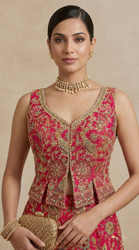 Designer pink crop top and palazzo set for festive wear