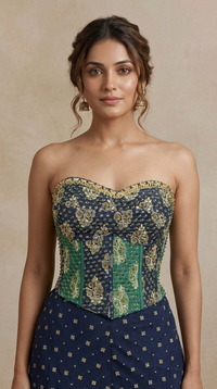 Elegant blue chiffon palazzo set with detailed embroidery for festive celebrations, mehndi and sangeet ceremonies