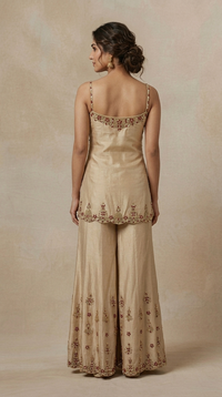 Cream designer embroidered salwar suit for women, sophisticated traditional outfit for festive celebrations and family functions