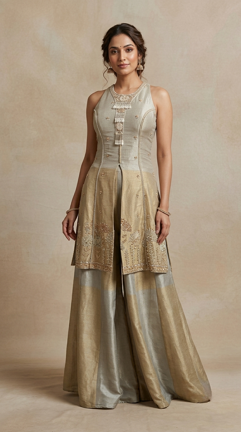Designer cream silk salwar kameez suit for women, elegant ethnic outfit for wedding guest and reception wear