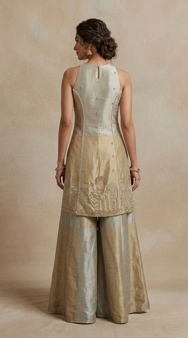 Elegant cream embroidered silk suit set for women, Indian ethnic wear for festive celebrations and family functions