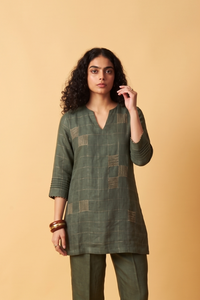 SAGE GREEN BEADS EMBROIDERED LINEN CO-ORD SET