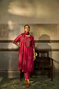PINK SILK EMBORIDERED KURTA SET