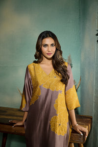 COFFEE PRINTED SILK KURTA SET | Nishly Fashion House