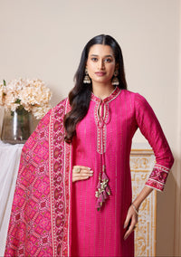 PINK SEQUINS EMBROIDERED PATOLA SILK KURTA SET | Nishly Fashion House