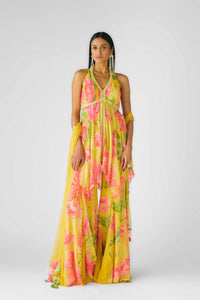 YELLOW MULTICOLOR SHARARA SET