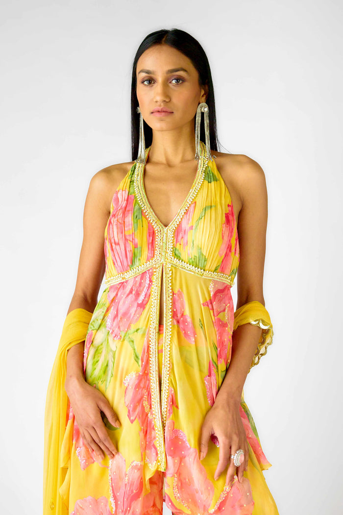 YELLOW MULTICOLOR SHARARA SET