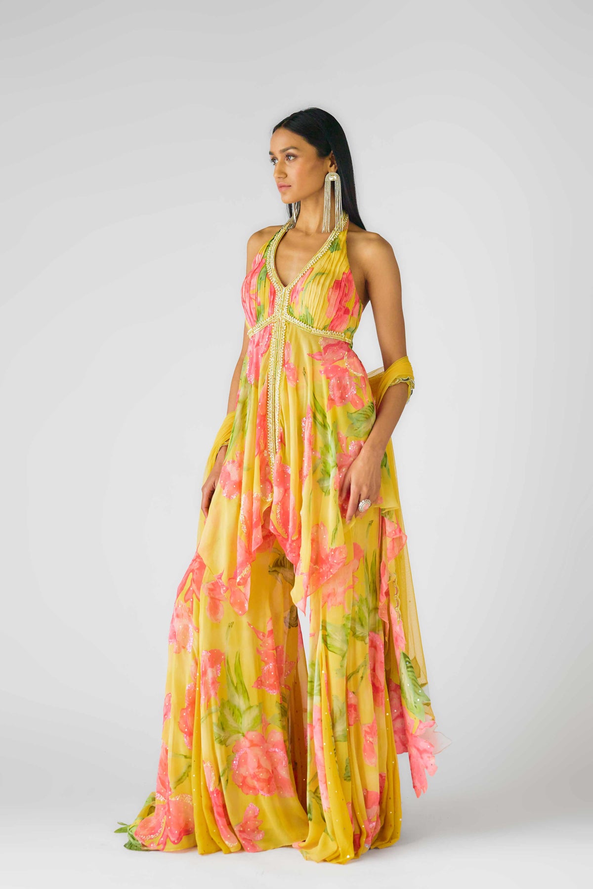 YELLOW MULTICOLOR SHARARA SET