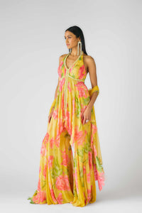 YELLOW MULTICOLOR SHARARA SET