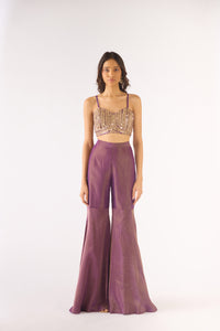 PURPLE EMBROIDERED TISSUE CAPE SET