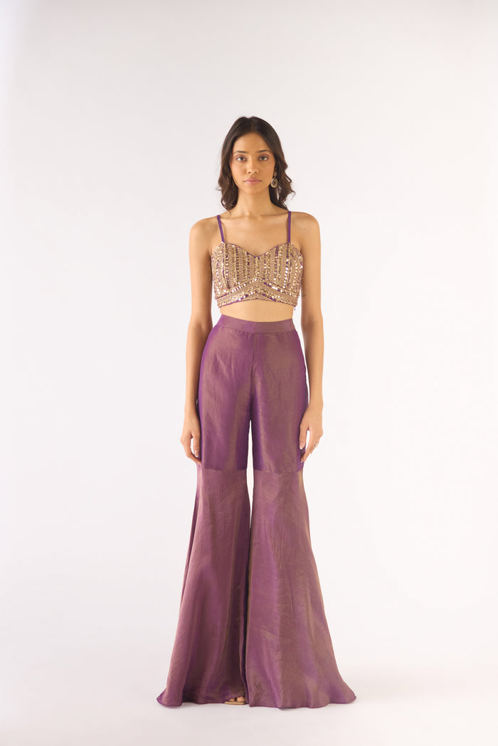 PURPLE EMBROIDERED TISSUE CAPE SET