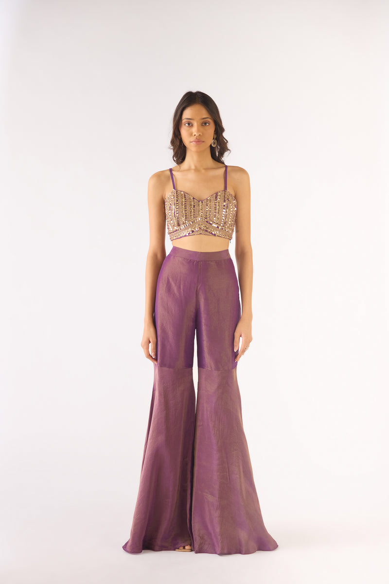 PURPLE EMBROIDERED TISSUE CAPE SET