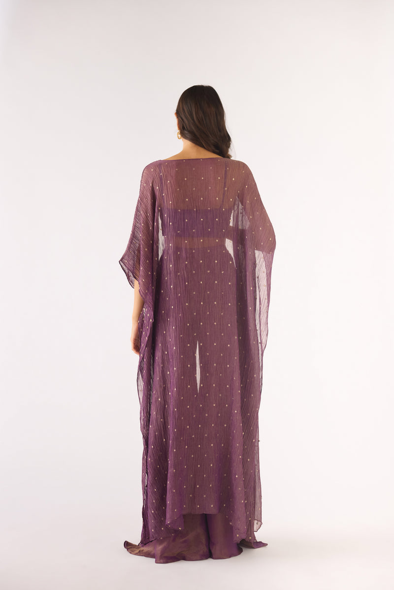 PURPLE EMBROIDERED TISSUE CAPE SET